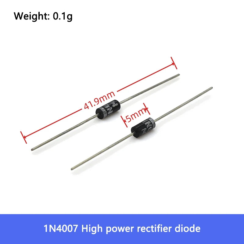 50pcs/lot 1N4007 1A 1000V DO-41 Rectifier Diode 4007 for Electronics Projects