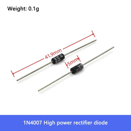 50pcs/lot 1N4007 1A 1000V DO-41 Rectifier Diode 4007 for Electronics Projects