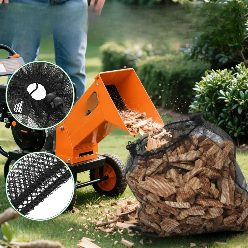 Wood Chipper Collection Bag 24x48 with Heavy Duty Plastic and Double Rope Lock for Long Term Use in For Leaf Mulching