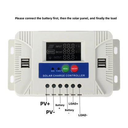 Solar Charge Controller with LCD Display 20A Compatible with Acid and Lithium Batteries for Efficient Charging