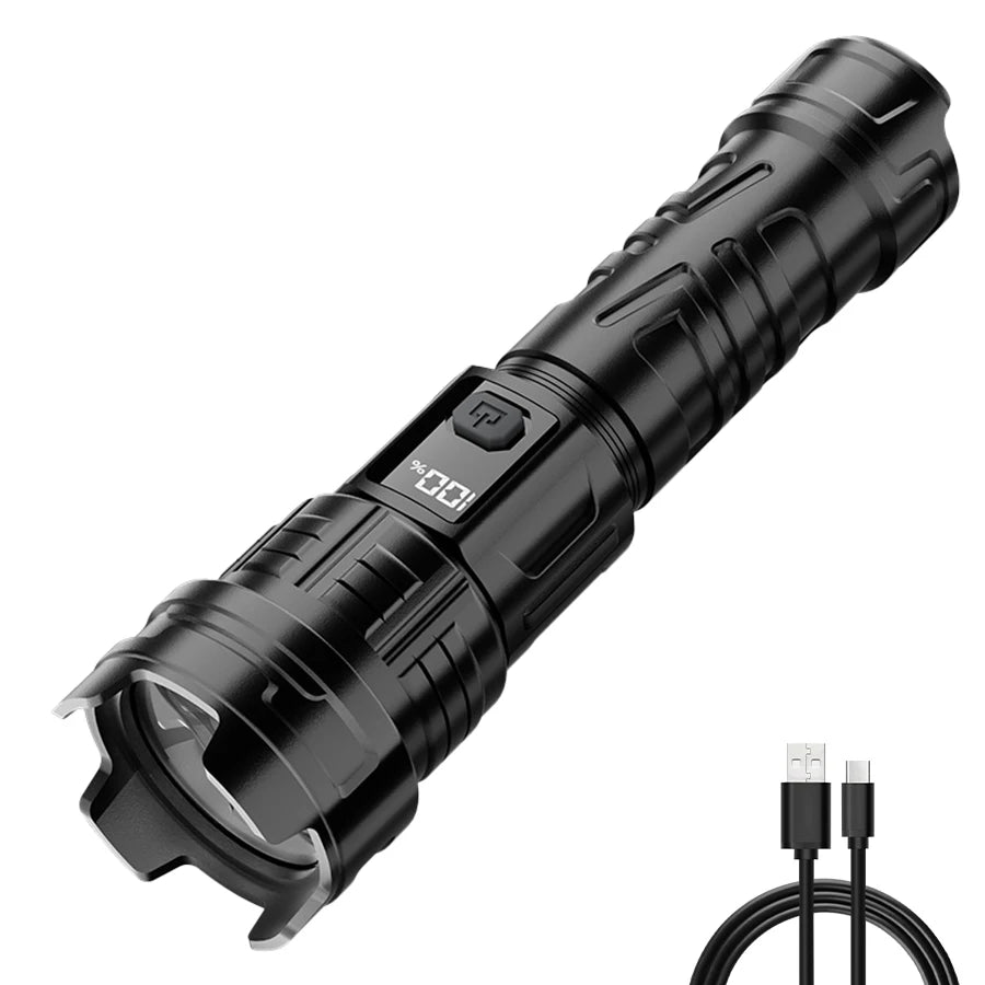Super Bright LED Flashlight USB Rechargeable Zoom Torch 18650 Battery