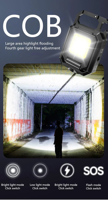 Rechargeable LED Pocket Flashlight Folding Bracket Keychain Light