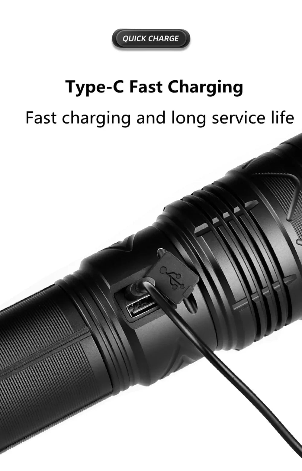 Ultra Bright 1000000LM Tactical Zoom Flashlight Rechargeable Torch