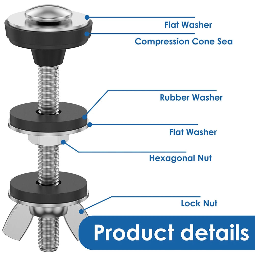 Bathroom Screws Bolts Stainless Steel Toilet Tank Bolt Reliable Support Split Washer 2pcs Bowl Bolt Kit Easy Installation