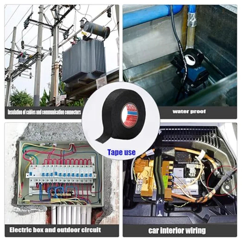 Electrical Insulating Tape Heat Resistant Harness Tape 8/15/19mm Car Wiring Loom Protection Waterproof Adhesive Tape