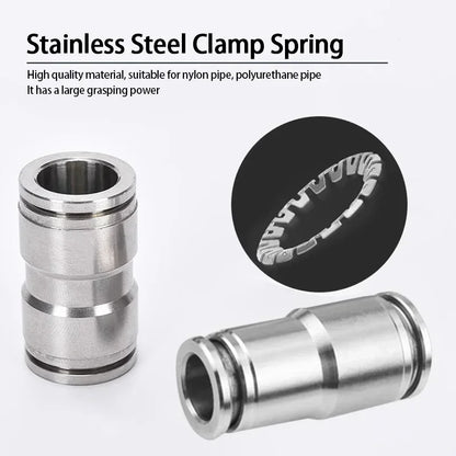 304 Stainless Steel Pneumatic Quick Connect Fitting PG PU 4/6/8/10mm Air Compressor Gas Pipe Hydraulic Plug-In