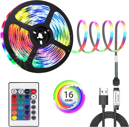 USB LED Strip Light RGB 2835 SMD Flexible Tape with Remote 1-5M Backlight