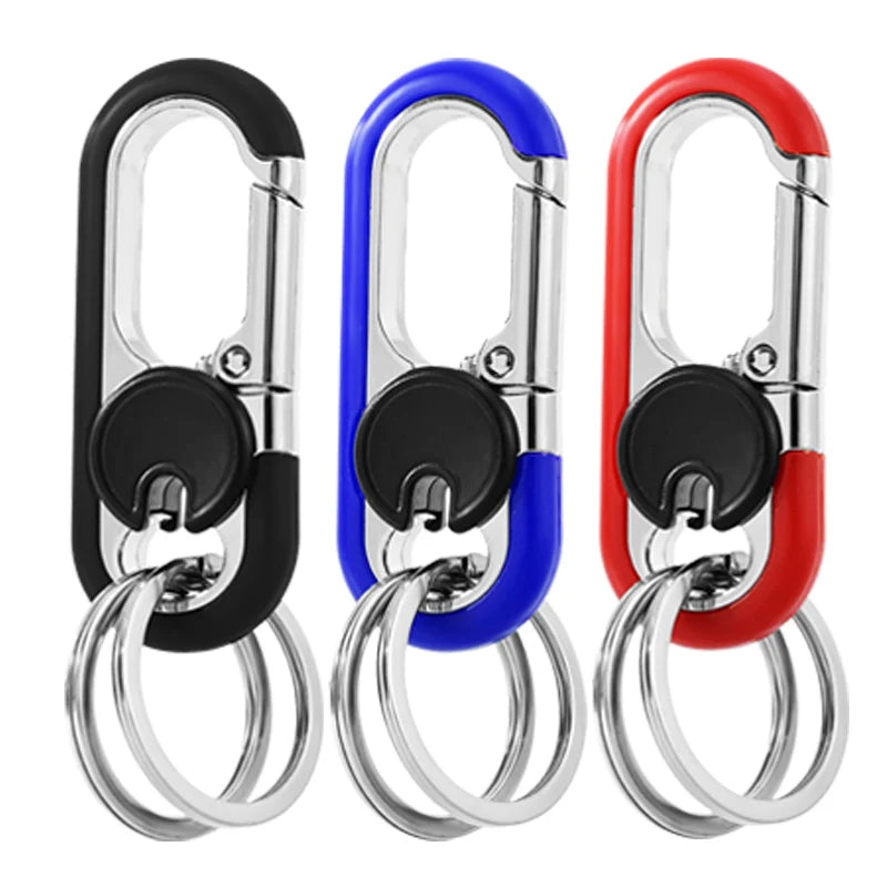 Men Stainless Steel Keychain Hook Carabiner Bottle Opener Double Ring