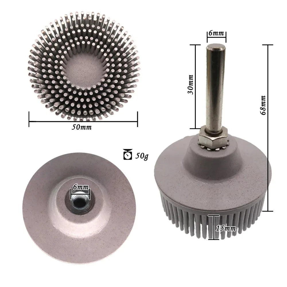 5 Pcs Polishing Brush Deburring Brush Abrasive Brush Set For Metal Aluminum Steel Iron Rubber Bristle Disc With Connecting Rods