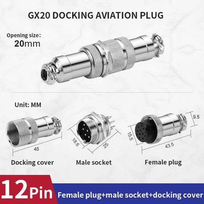 GX20 2/3/4/5/6/7/8/9/10/12/14/15 Pin Male & Female Docking Aviation Plug & Socket Circular Waterproof Butt Joint Connector