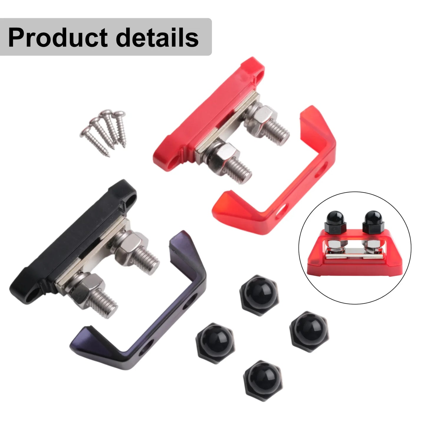 12V-48V Bus Bar M8 M10 DC Bus Bar Stainless Steel Studs Polycarbonate Plastic Cover Power Distribution For Yachts