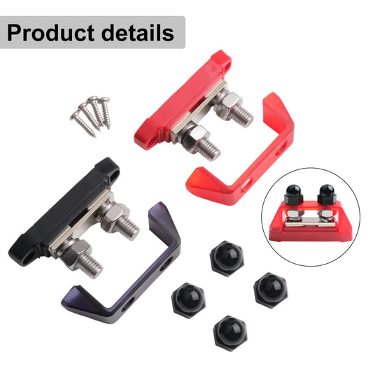 12V-48V Bus Bar M8 M10 DC Bus Bar Stainless Steel Studs Polycarbonate Plastic Cover Power Distribution For Yachts