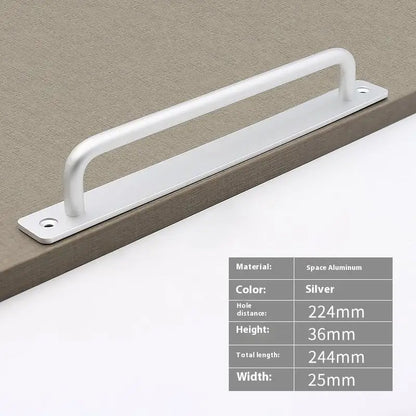 New Aluminium Alloy Punch-Free Furniture Cabinet Handle Sliding Door Pull and Flush Hardware Set for Wood Door Drawer