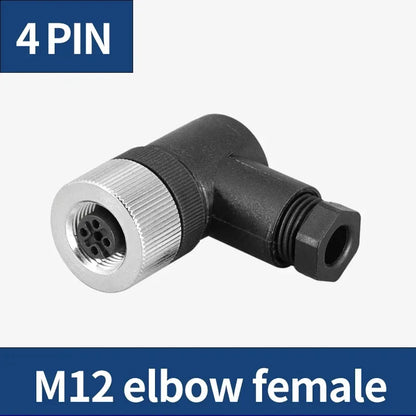M12 12mm Sensor Connector Straight Angle Male Female Waterproof Screw Threaded Plug Coupling 4 5 8 Pin PG7