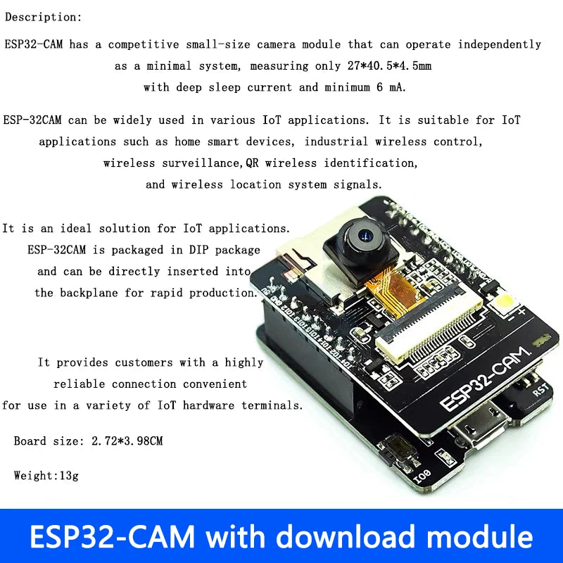 ESP32-CAM Development Board ESP-32S WiFi & Bluetooth Module with OV2640 Camera