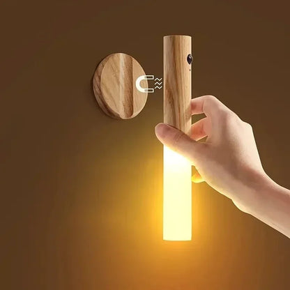 Creative LED Wood Wall Light Motion Sensor Type-C Night Lamp