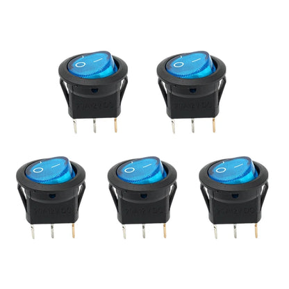 3 Pin Round Rocker Switch LED Light 12V on Off SPST Toggle Button Control for Car Auto Motorcycle Boat Modification Red Blue