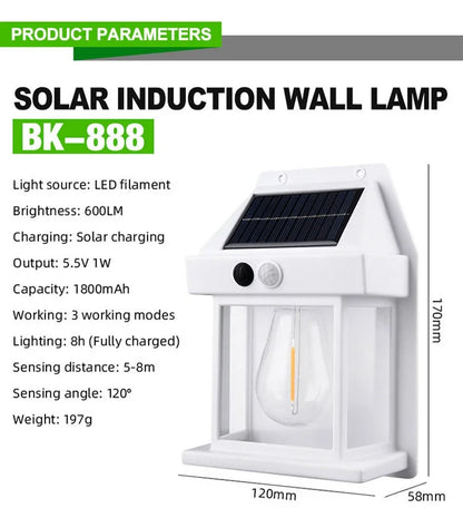 1-4PCS Solar Tungsten Filament Lamp Outdoor Waterproof Garden Wall Light Intelligent Induction Courtyard Villa Lighting Lantern