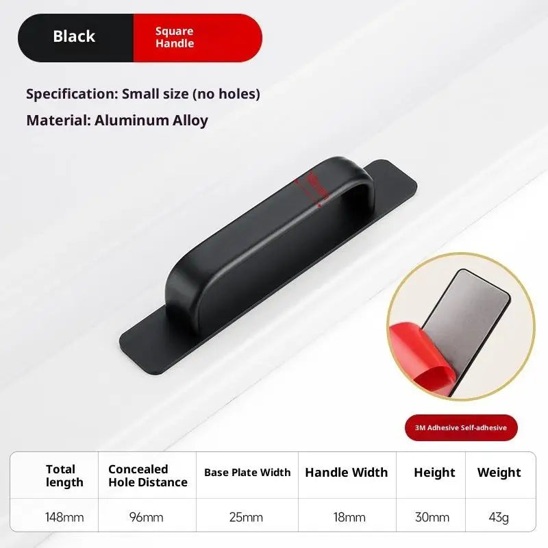 Drill-free Aluminum Handle for Sliding Door Window Drawer Bathroom Push-Pull