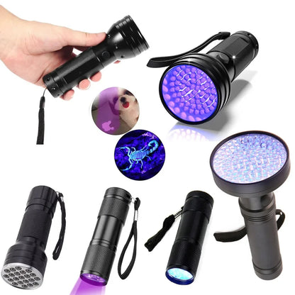 9-128 LED Ultraviolet Blacklight UV Light Lamp Detector for Dog Urine Stains Outdoor Waterproof 9-100 LED UV Flashlight Camping