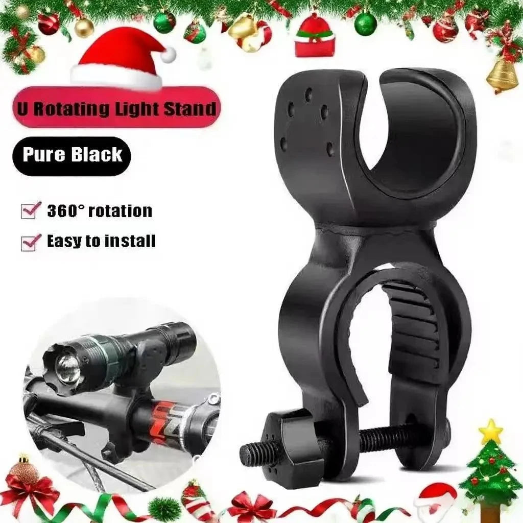 Christmas Bicycle Handlebar Flashlight Clip Holder Riding Universal 360 Degree Rotating Bike Torch Mount Clamp Grip Bracket