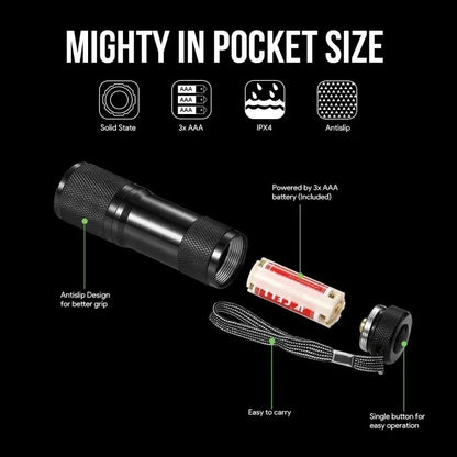 Mini 9-51 LED Portable UV Pocket Flashlight Black Light Detector