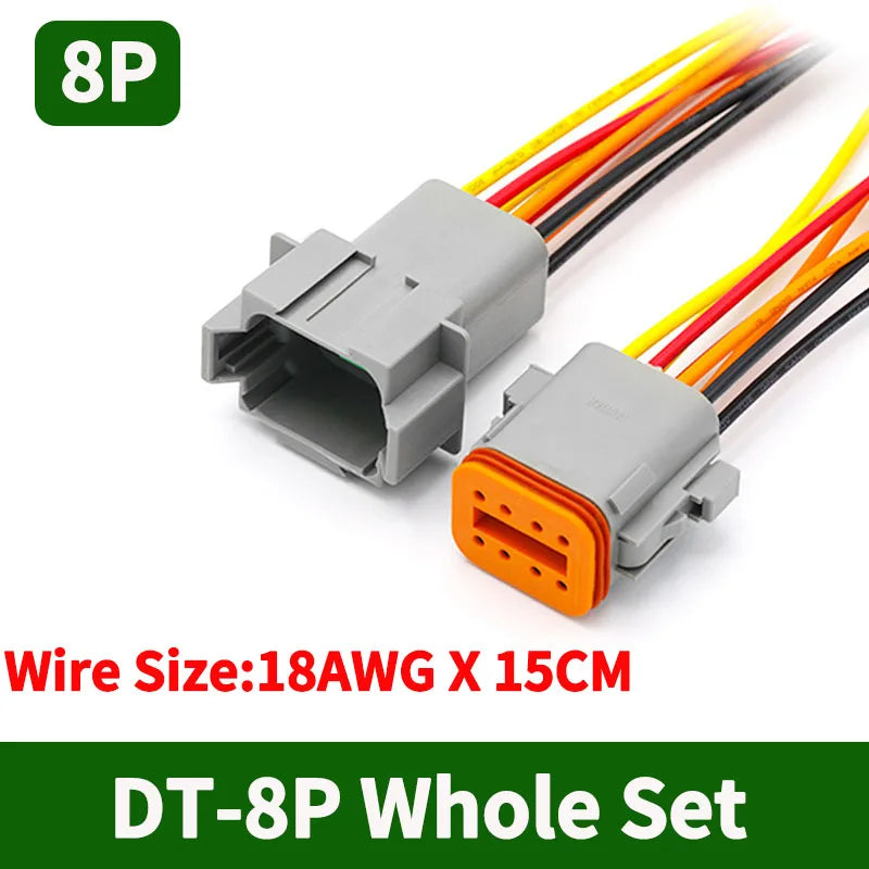 Deutsch DT 8-Pin Waterproof Connector Set DT04-8P DT06-8S 16-22AWG Male Female