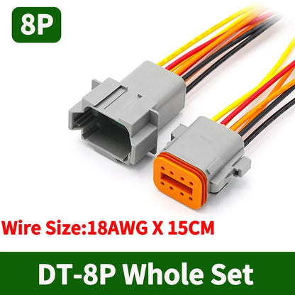 Deutsch DT 8-Pin Waterproof Connector Set DT04-8P DT06-8S 16-22AWG Male Female