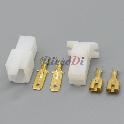 2 Pin 6.3mm White ABS Connector 6120-3523 6110-4623 DJ70224-6.3 PA66 Household Car Wiring