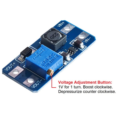 MT3608 DC-DC Adjustable Step-Up Boost Module 2A Type-C/Micro USB 2-24V to 5V/9V/12V/28V