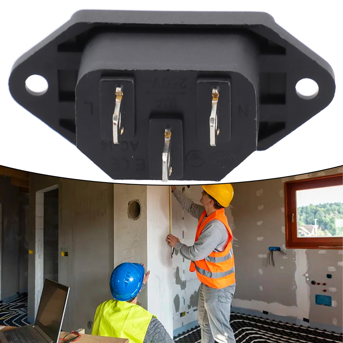 Power Connector 3 Pin Charging Socket AC-04 Built-in Male Female Rated 250V 10A for Battery and Electrical Use