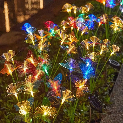 6/8 Heads Butterfly Fiber Optic Flower LED Lamp Solar Garden Light for Outdoor Yard Landscape Decoration