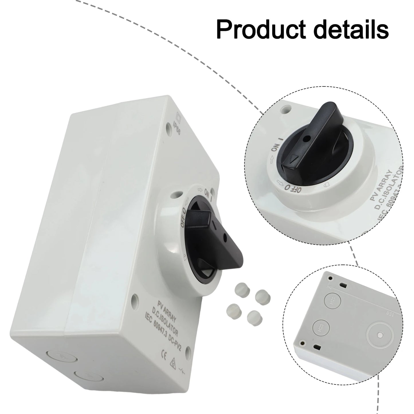 50 60HZ Isolation Switch Isolation Switch From 300V To 1000V Gray Plastic Silver Contacts 32A 1000V Above 440V