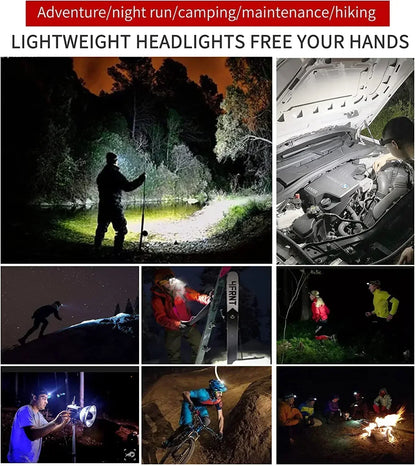 Portable COB LED Floodlight Head Flashlight Built-in Battery USB Rechargeable Outdoor Head-mounted Camping Hunting Headlamp