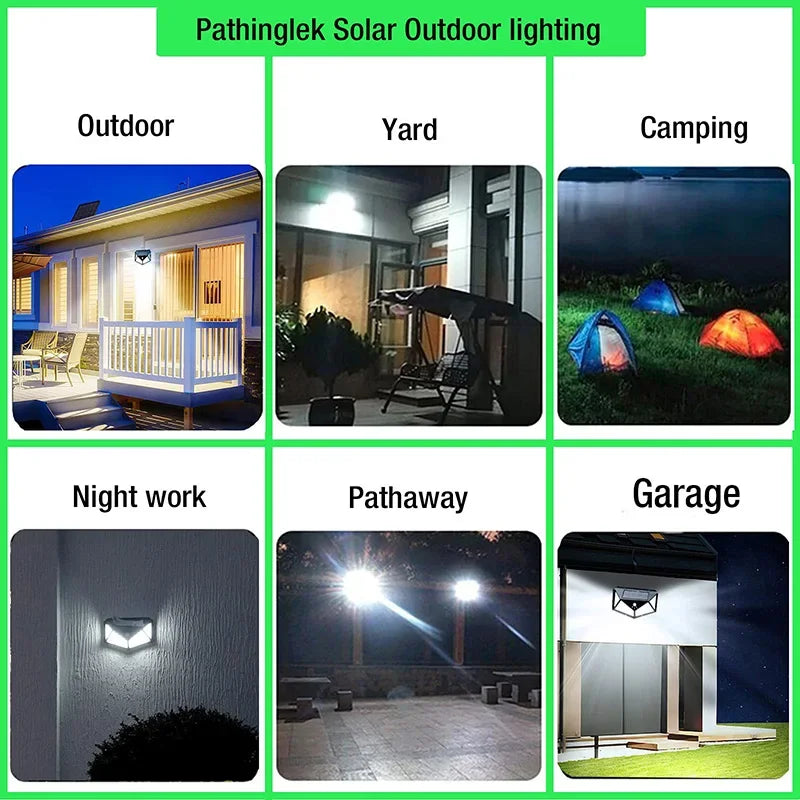 6 PCS 100 LED Solar Sensor Wall Light Outdoor Sunlight Security Street Lamp 270° Lighting Waterproof Torch Garden Night Lantern