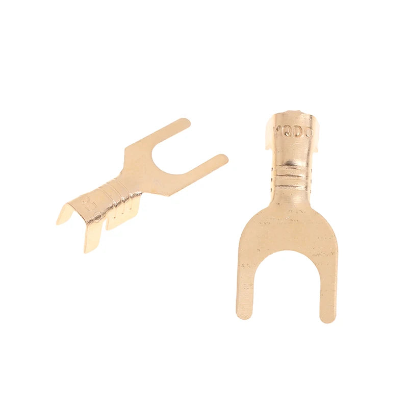 50pcs U-Shaped Brass Grounding Lug Fork Terminal Connector