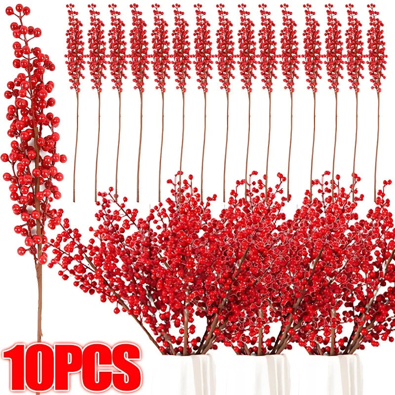 Artificial Red Berry Bouquet — Foam Christmas Decor, 46cm, 1/2/5/10pcs