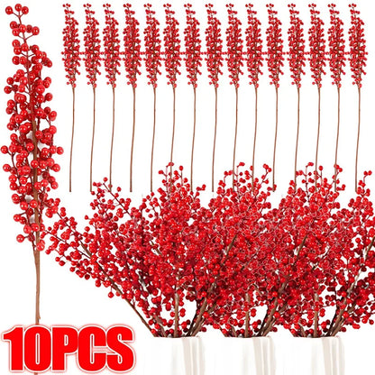 Artificial Red Berry Bouquet — Foam Christmas Decor, 46cm, 1/2/5/10pcs