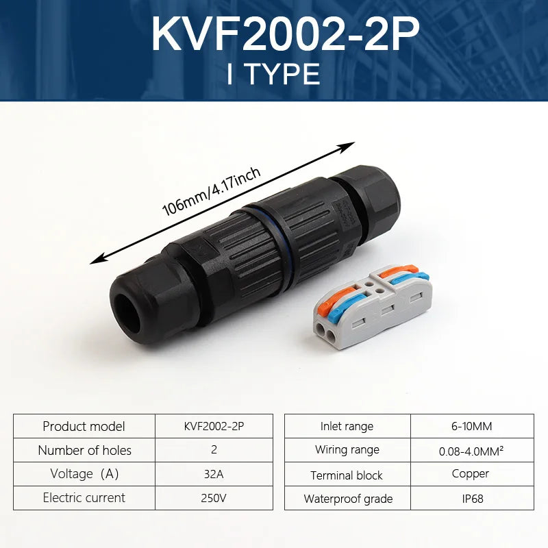 IP68 Waterproof Cable Connector Quick Connection KVSF-15, 2 in 2 out 2/3/4/5 Pin Electrical Terminal Adapter
