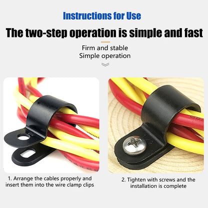 100Pcs/Pack U-Type R-Type Nylon Clamp Cable Clips Plastic Hose Fasteners Mount Fix Hardware Electrical Fitting Wire Management