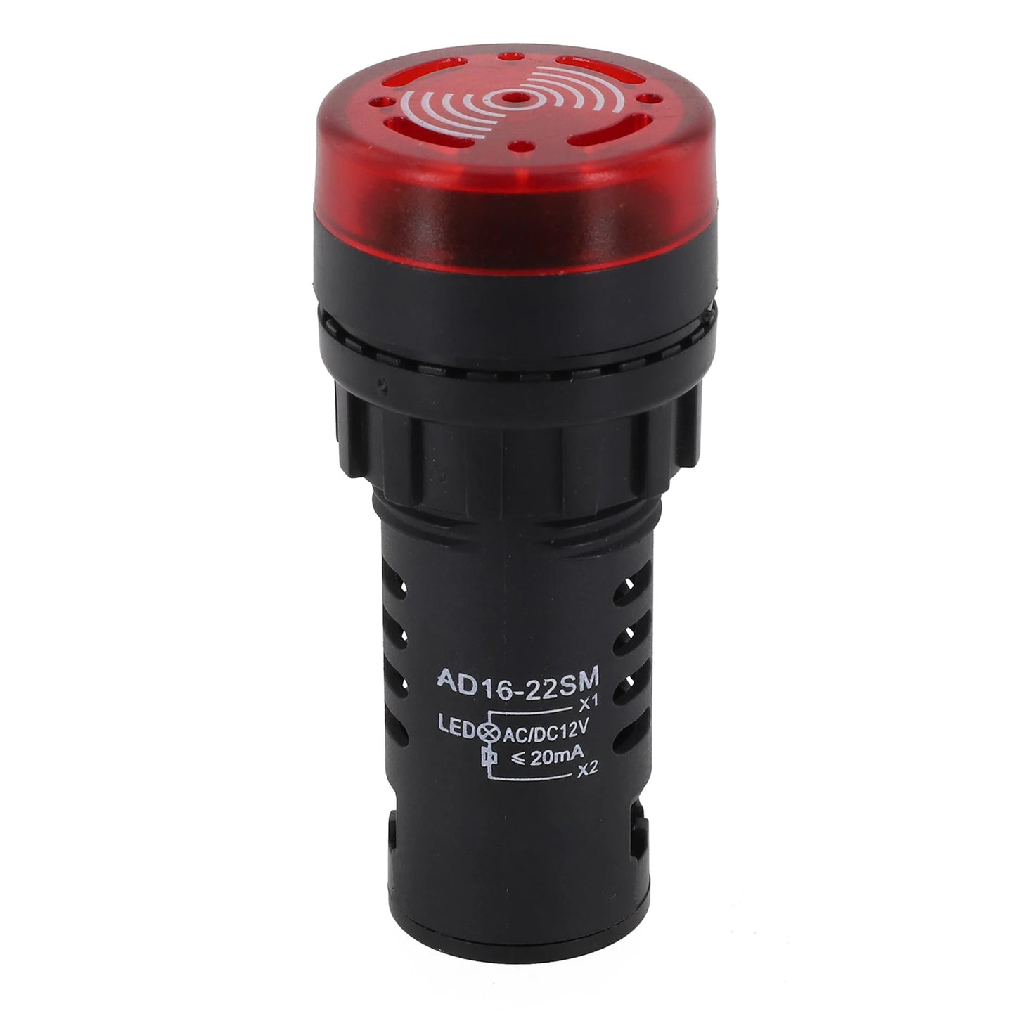 22mm Sound & Light Alarm — AD16-22SM Red LED Buzzer, AC/DC 12V/24V/220V