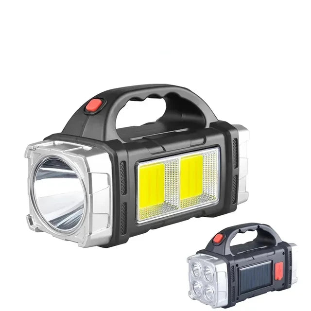 USB Rechargeable Solar LED Flashlight COB Work Light 4 Gear Camping Lamp