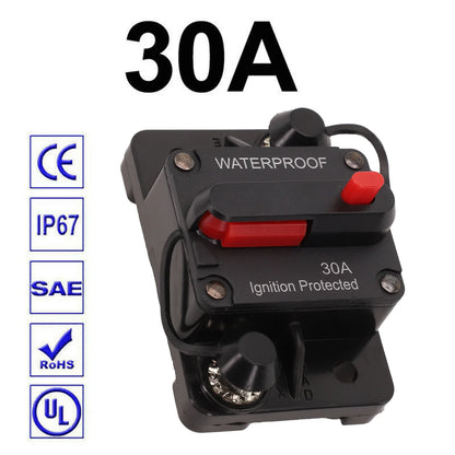 Color Black Manual Reset Fuse Sealed And Waterproof M6 Connection Studs Manual Reset Switch Protective Rubber Cap