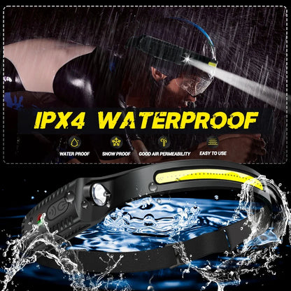 USB Rechargeable LED Sensor Headlamp Built-in Battery Head Flashlight Headlight Led Head Torch Camping Fishing Search Light