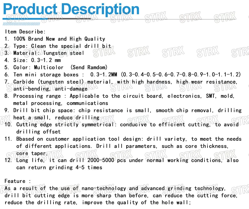 0.3mm–1.2mm Tungsten Steel PCB Mini Drill Bits for CNC and Printed Circuit Boards