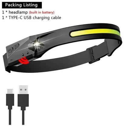 Solar LED Headlamp USB Rechargeable Super Bright Head Torch