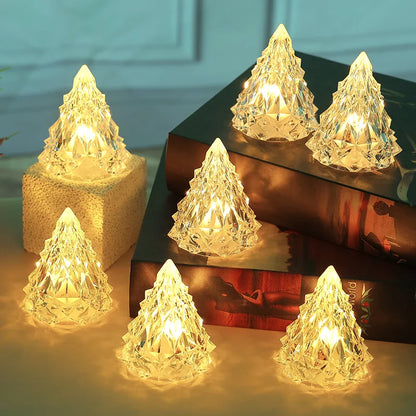 Crystal LED Flameless Candle Lantern Battery Night Light for Decor