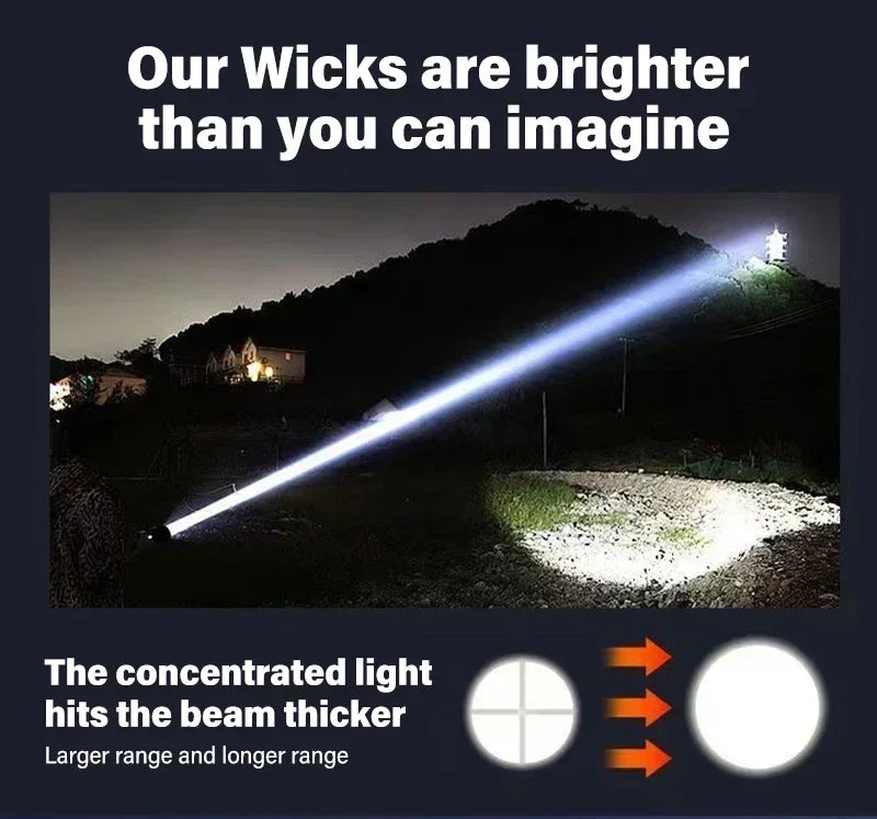 Super-bright LED Flashlight Rechargeable Long Range Tactical Torch for Outdoor Waterproof Emergency for Camping Fishing Lantern