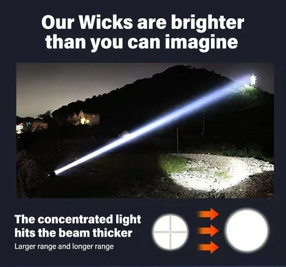 Super-bright LED Flashlight Rechargeable Long Range Tactical Torch for Outdoor Waterproof Emergency for Camping Fishing Lantern