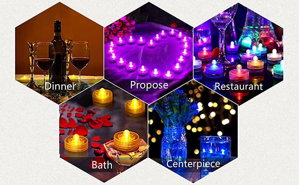 LED Flameless Waterproof Tea Lights Submersible Pool Candle Lights Decor